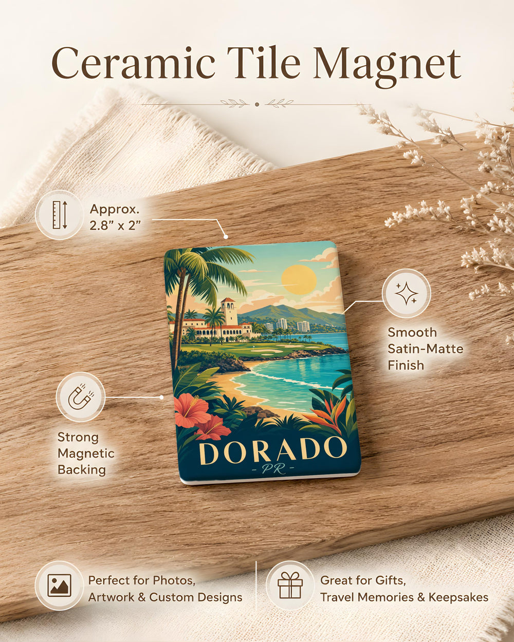 Dorado Puerto Rico Fridge Magnet, Dorado PR Souvenir Magnet, Puerto Rico Travel Keepsake, Island Vacation Gift