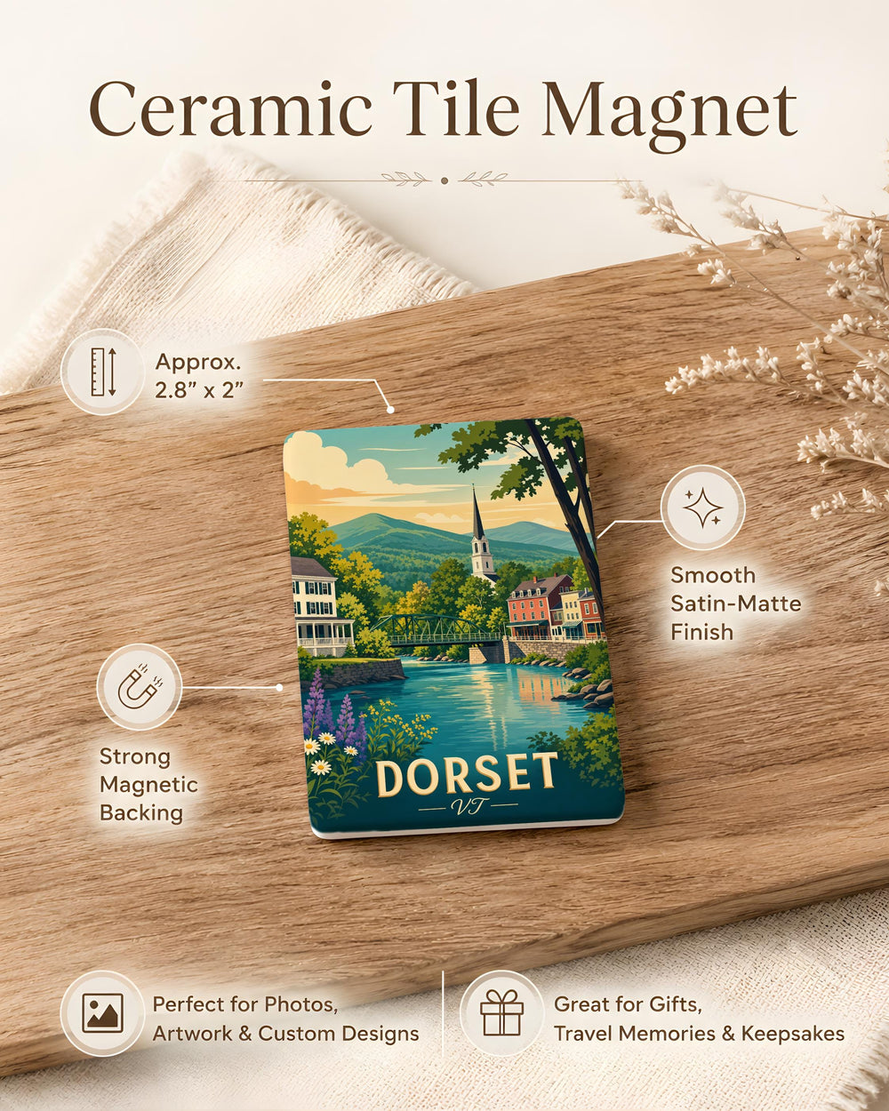 Dorset Vermont Fridge Magnet, Dorset VT Souvenir Magnet, Vermont Travel Gift, Dorset Village Keepsake Magnet