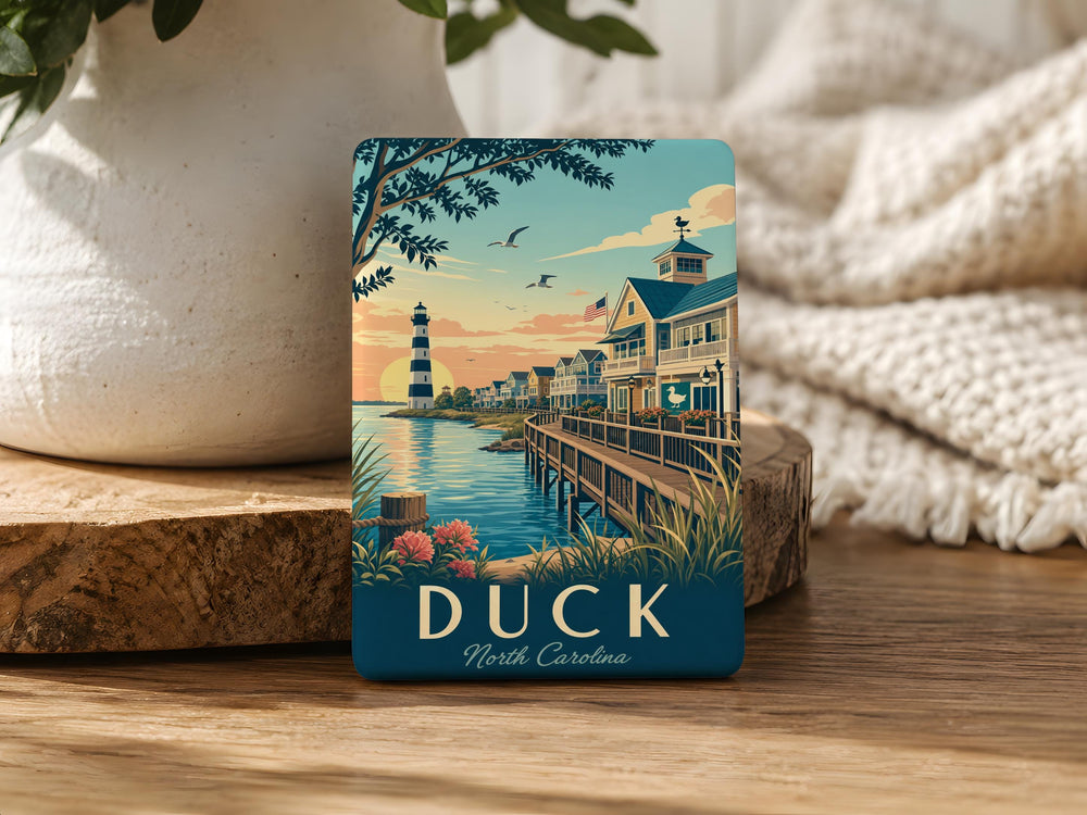 Duck North Carolina Fridge Magnet, Duck NC Souvenir Magnet, Outer Banks Coastal Town Magnet, OBX Travel Keepsake Magnet