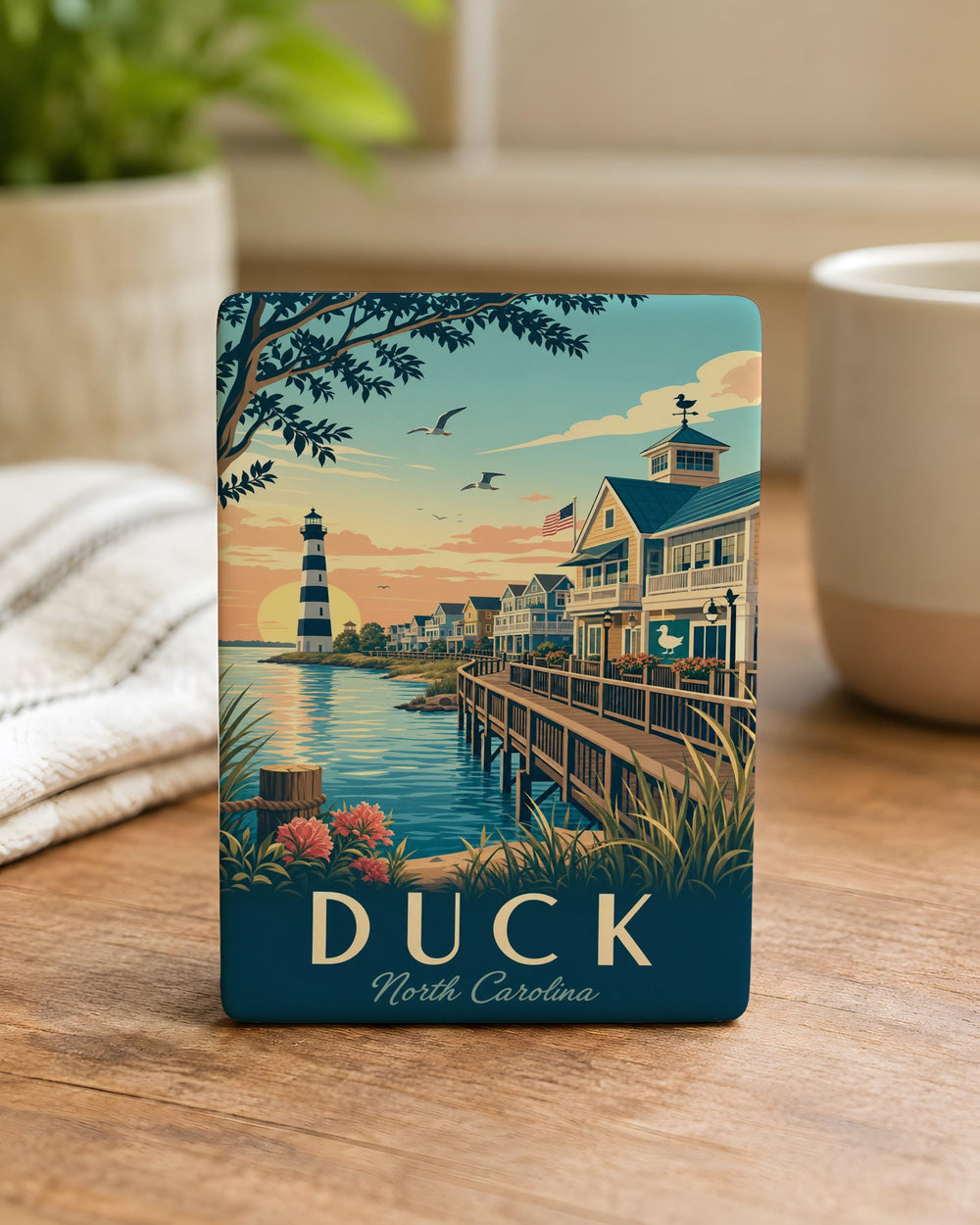 Duck North Carolina Fridge Magnet, Duck NC Souvenir Magnet, Outer Banks Coastal Town Magnet, OBX Travel Keepsake Magnet