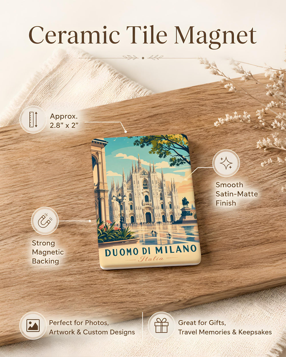 Duomo di Milano Fridge Magnet, Milan Cathedral Souvenir Magnet, Italy Landmark Travel Gift, Gothic Cathedral Magnet