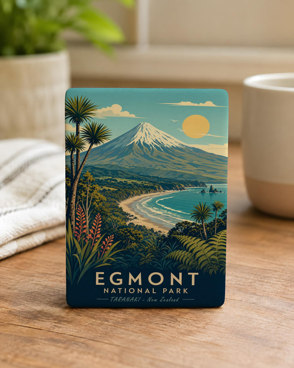 Egmont National Park Fridge Magnet, New Zealand Mountain Landscape Souvenir, Taranaki Travel Keepsake Magnet