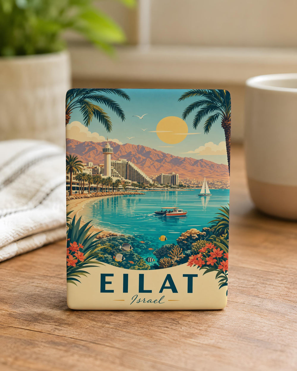 Eilat Israel Fridge Magnet, Eilat Souvenir Magnet, Israel Travel Gift, Eilat City Landmark Keepsake Magnet