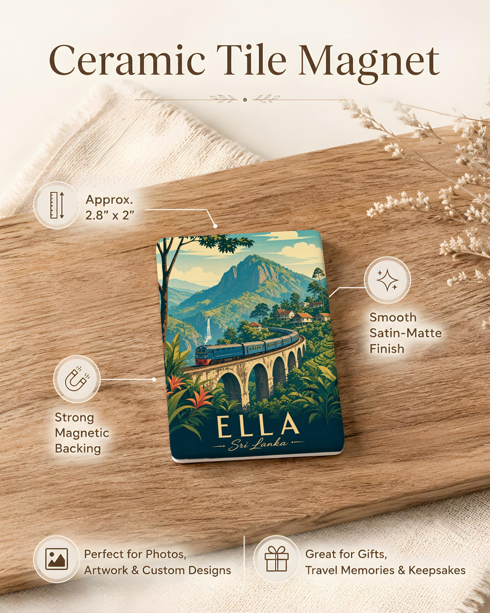 Ella Sri Lanka Fridge Magnet, Sri Lanka Souvenir Magnet, Ella Town Travel Gift, Sri Lanka Vacation Keepsake, Ceylon Magnet