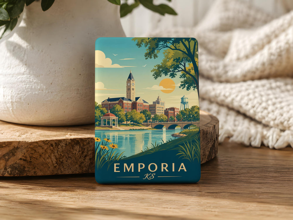 Emporia KS Fridge Magnet, Emporia Kansas Souvenir Magnet, Kansas Travel Gift, Emporia City Landmark Keepsake Magnet