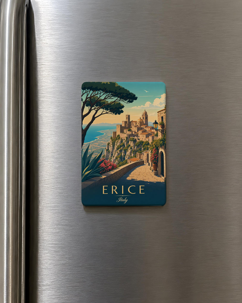 Erice Italy Fridge Magnet, Erice Sicily Souvenir Magnet, Italian Hill Town Travel Keepsake, Italy Vacation Gift Magnet