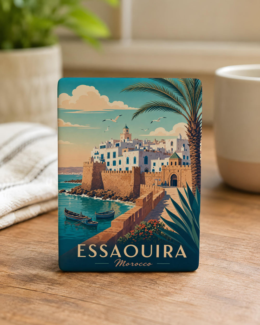 Essaouira Morocco Fridge Magnet, Coastal Medina Cityscape Souvenir, Atlantic Ocean Harbor Landmark Travel Gift