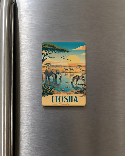 Etosha Namibia Fridge Magnet, Etosha National Park Souvenir Magnet, Namibia Travel Gift, African Safari Wildlife Keepsake Magnet