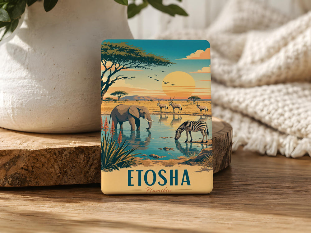 Etosha Namibia Fridge Magnet, Etosha National Park Souvenir Magnet, Namibia Travel Gift, African Safari Wildlife Keepsake Magnet