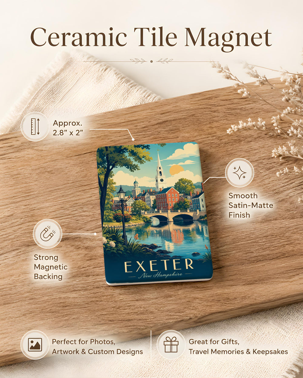 Exeter NH Fridge Magnet, Exeter New Hampshire Souvenir Magnet, New England Travel Keepsake, Exeter NH Gift