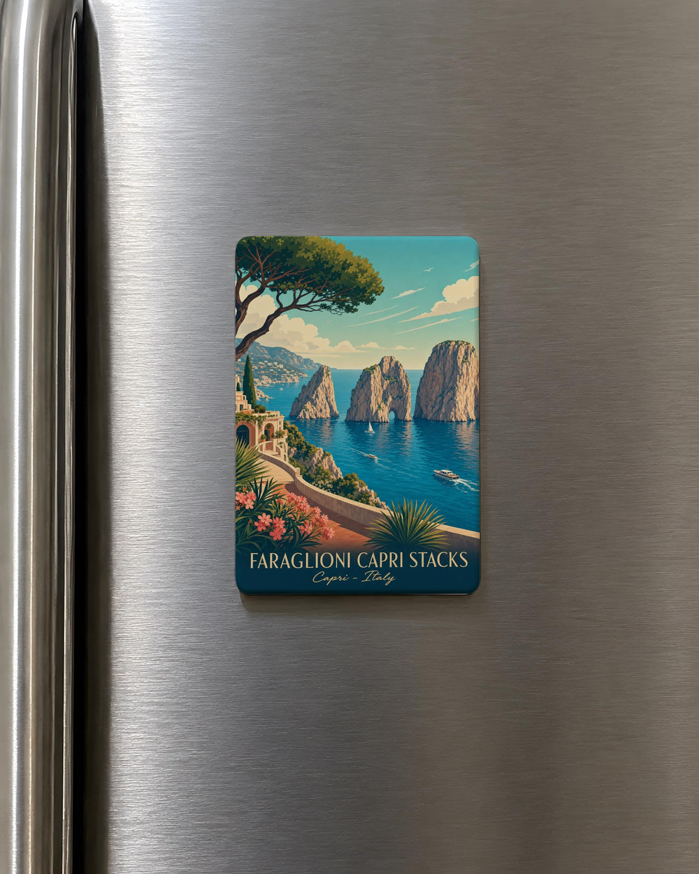 Faraglioni Capri Sea Stacks Fridge Magnet, Capri Italy Coastal Landmark Souvenir Magnet, Mediterranean Island Travel Keepsake