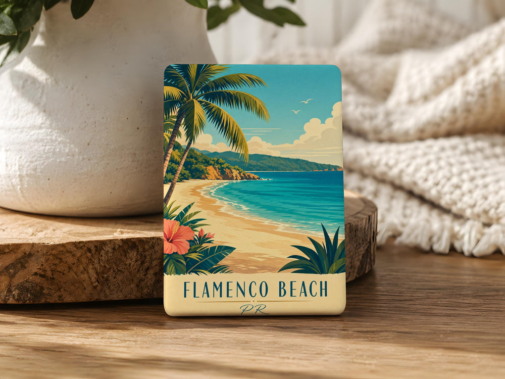 Flamenco Beach Puerto Rico Fridge Magnet, Culebra Island Beach Souvenir Magnet, Caribbean Travel Keepsake Magnet