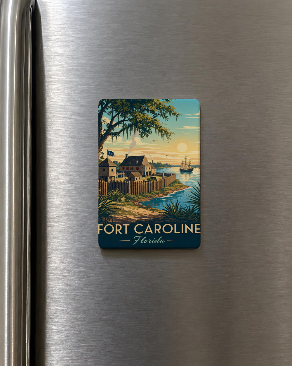 Fort Caroline Fridge Magnet, Jacksonville Florida Historic Fort Landmark Souvenir Magnet, Fort Caroline National Memorial Gift