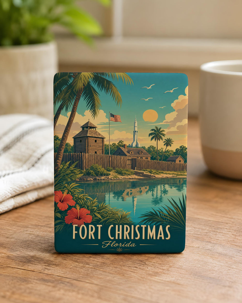 Fort Christmas Fridge Magnet, Florida Historic Fort Landmark Souvenir Magnet, Christmas FL Travel Keepsake Gift