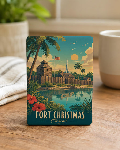 Fort Christmas Fridge Magnet, Florida Historic Fort Landmark Souvenir Magnet, Christmas FL Travel Keepsake Gift