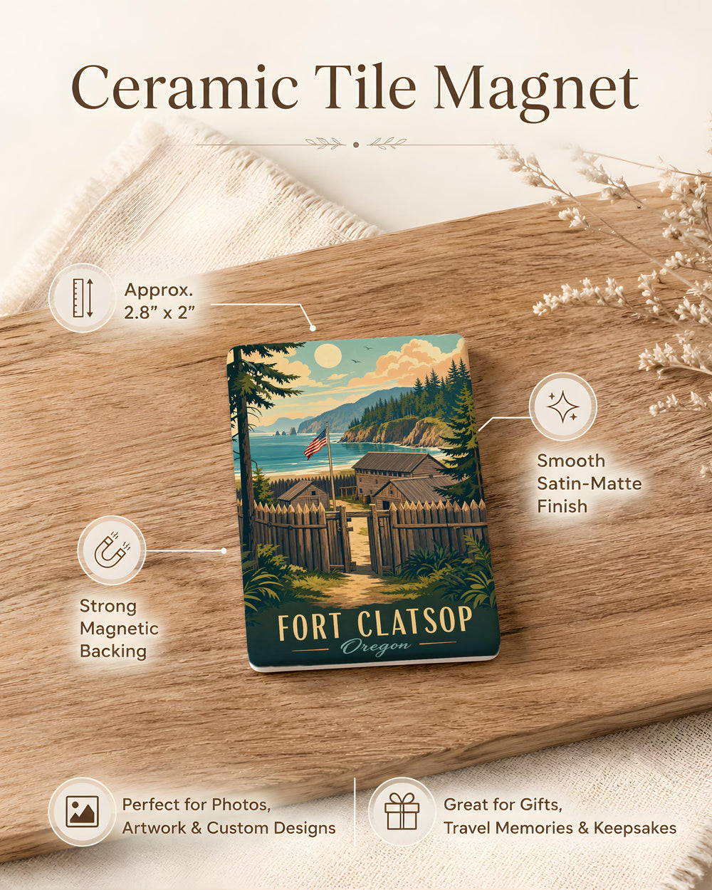 Fort Clatsop Fridge Magnet, Lewis and Clark National Historical Park Souvenir Magnet, Oregon Historic Site Keepsake Magnet