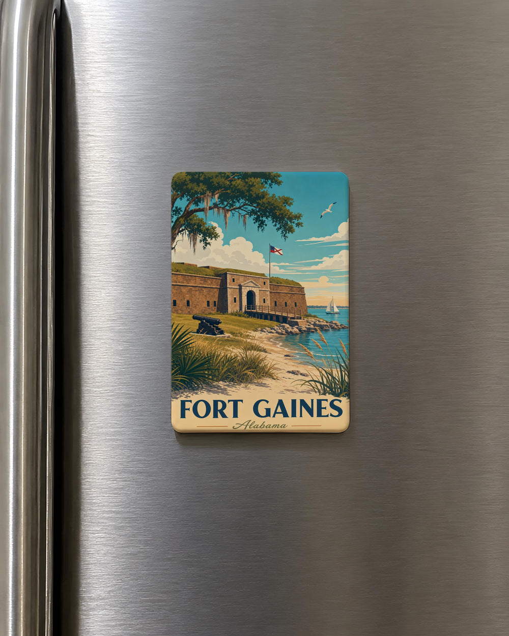 Fort Gaines Fridge Magnet, Fort Gaines Historic Site Souvenir, Alabama Landmark Travel Gift, Coastal Fort Decor Magnet