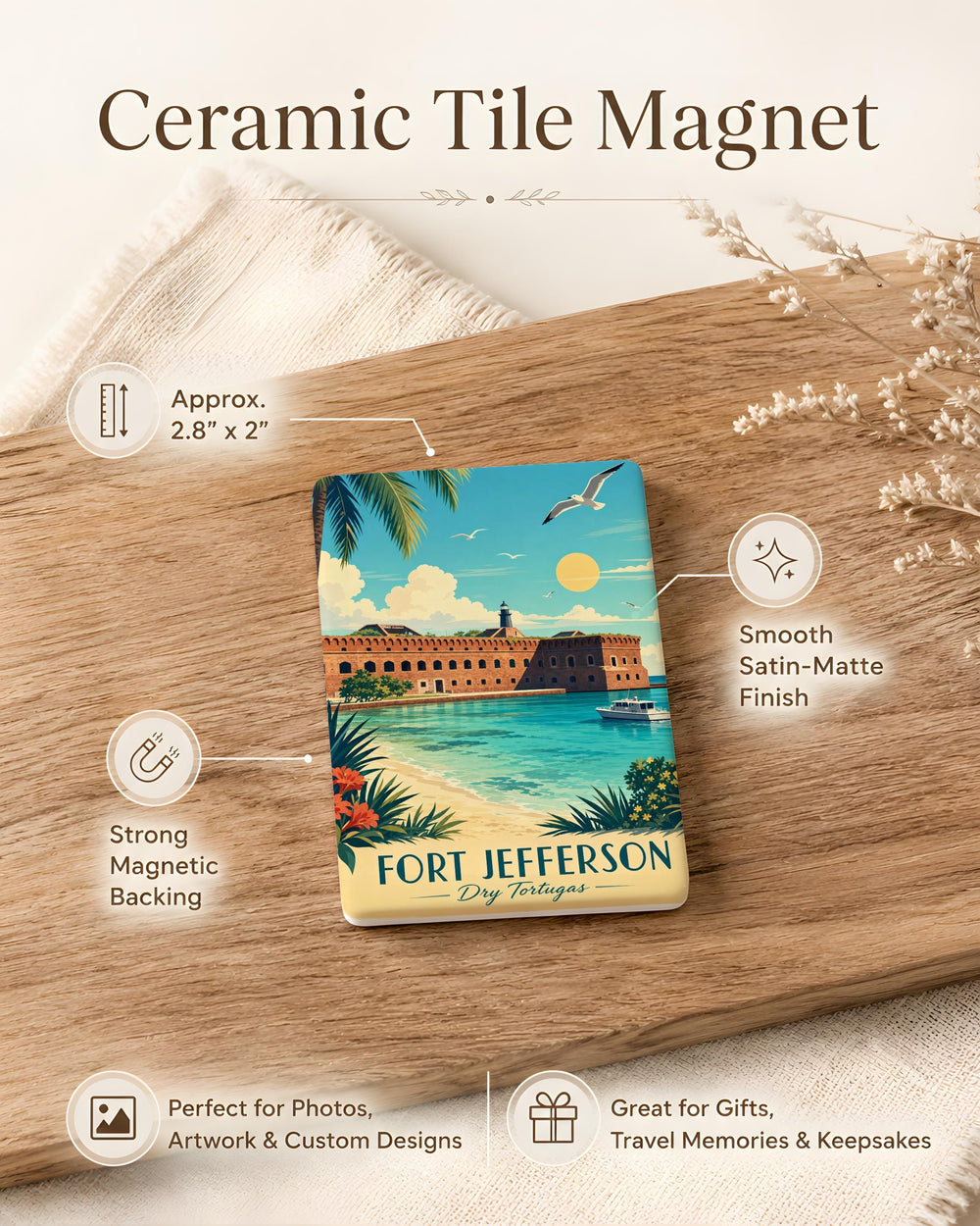 Fort Jefferson Dry Tortugas National Park Fridge Magnet, Florida Keys Coastal Fortress Souvenir Magnet, Historic Island Landmark Gift