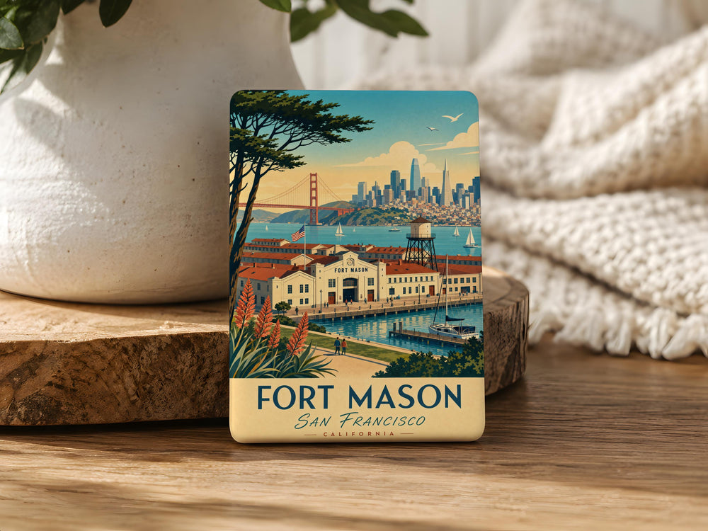 Fort Mason Fridge Magnet, San Francisco Landmark Souvenir Magnet, Historic Waterfront & Pier Travel Keepsake Magnet