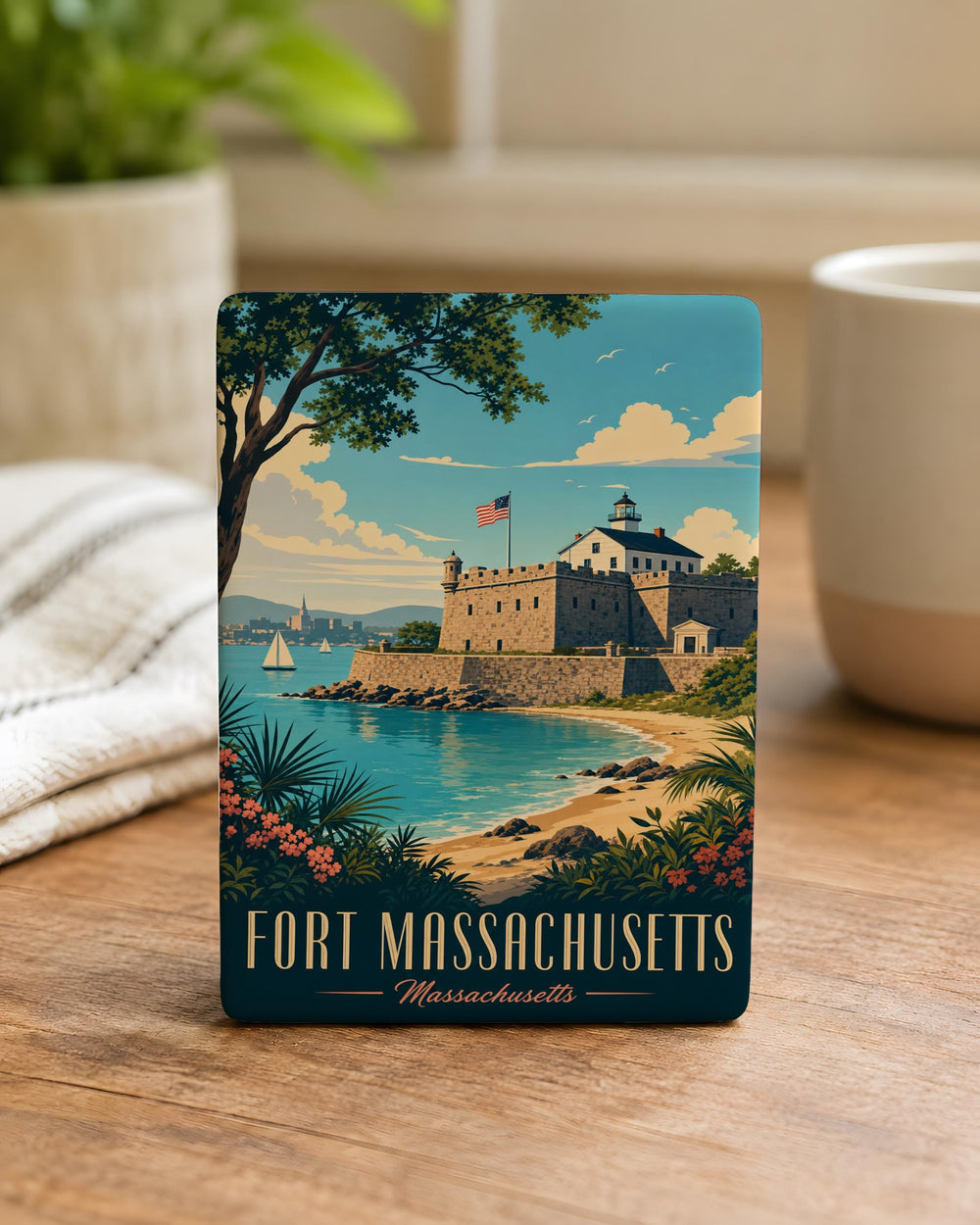 Fort Massachusetts Fridge Magnet, Historic Coastal Fort Souvenir Magnet, Massachusetts Landmark Travel Gift, Fort Decor Magnet
