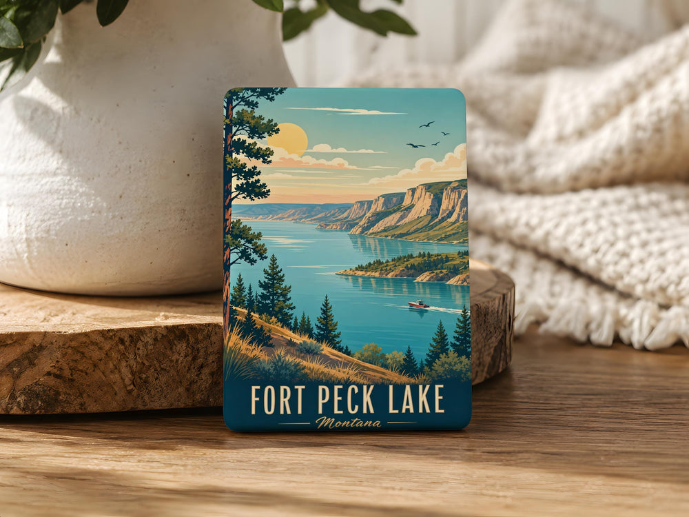 Fort Peck Lake Fridge Magnet, Montana Lake Souvenir Magnet, Fort Peck Reservoir Travel Keepsake, Lake Lover Gift