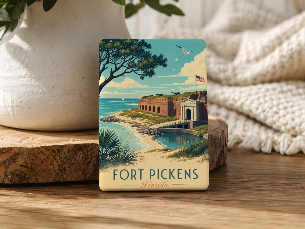 Fort Pickens Fridge Magnet, Pensacola Beach Florida Souvenir, Historic Coastal Fort Landmark Magnet Gift