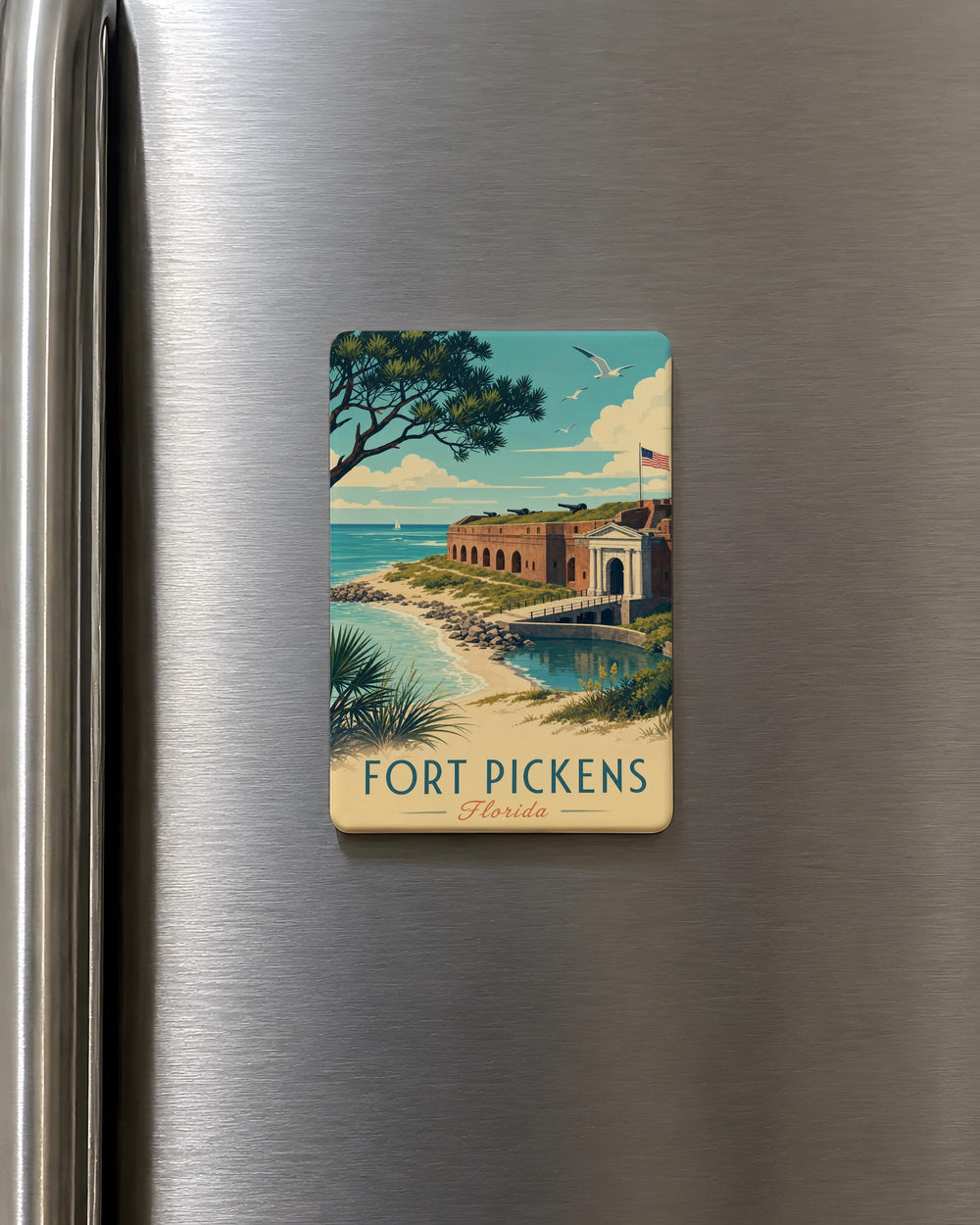 Fort Pickens Fridge Magnet, Pensacola Beach Florida Souvenir, Historic Coastal Fort Landmark Magnet Gift