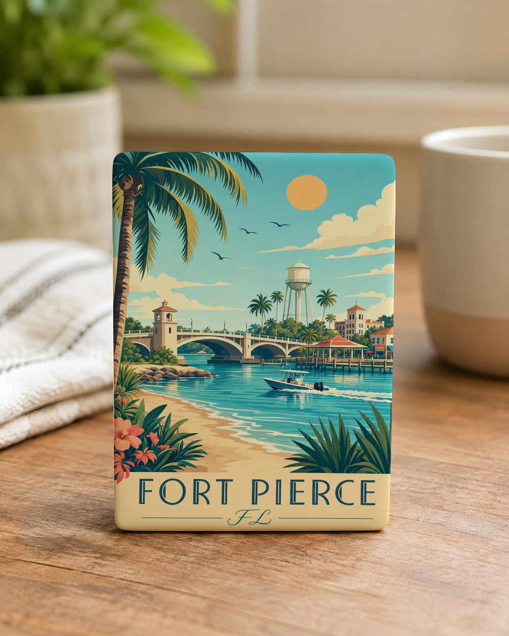 Fort Pierce FL Fridge Magnet, Fort Pierce Florida Souvenir Magnet, Florida Travel Gift, Coastal City Keepsake Magnet