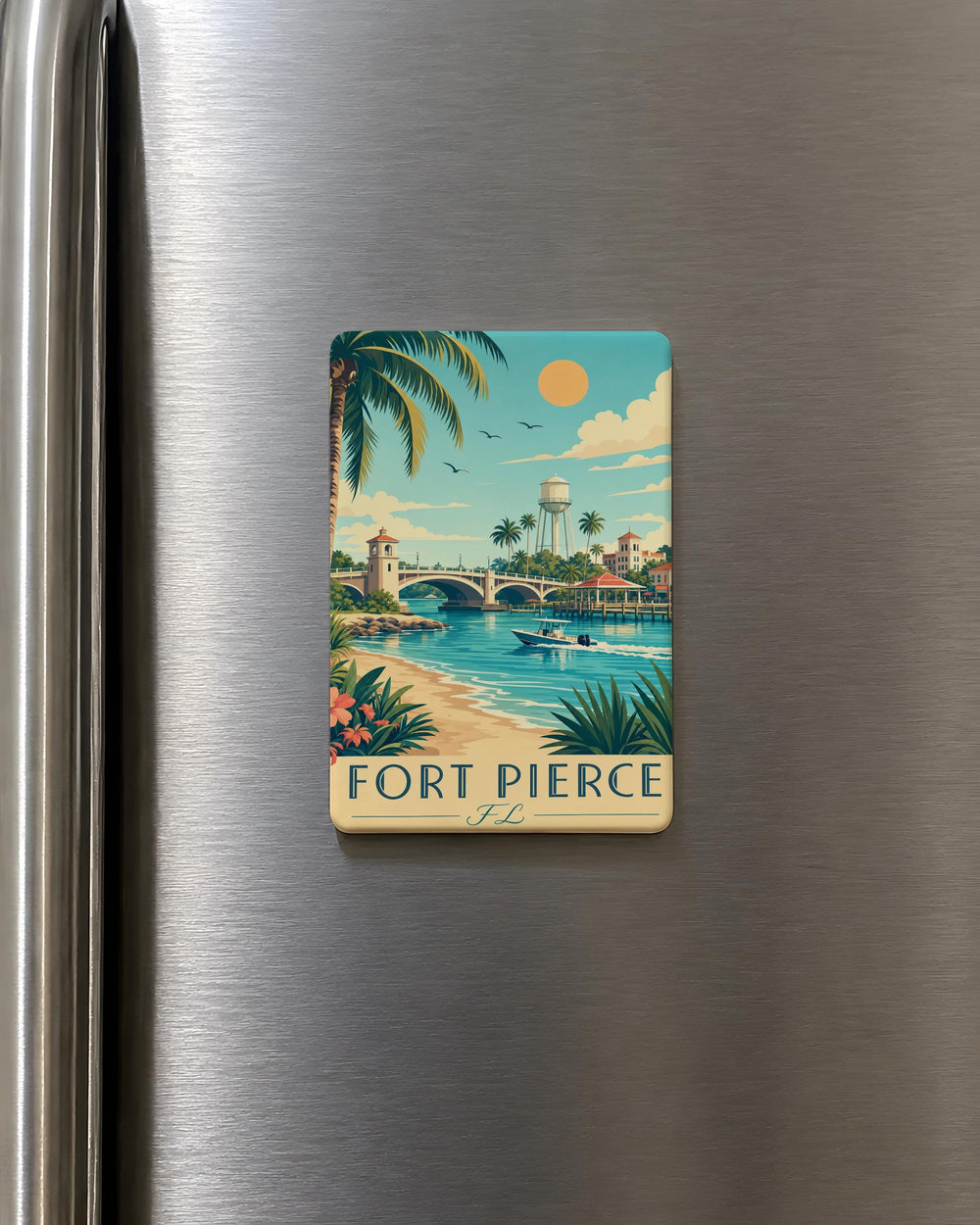 Fort Pierce FL Fridge Magnet, Fort Pierce Florida Souvenir Magnet, Florida Travel Gift, Coastal City Keepsake Magnet