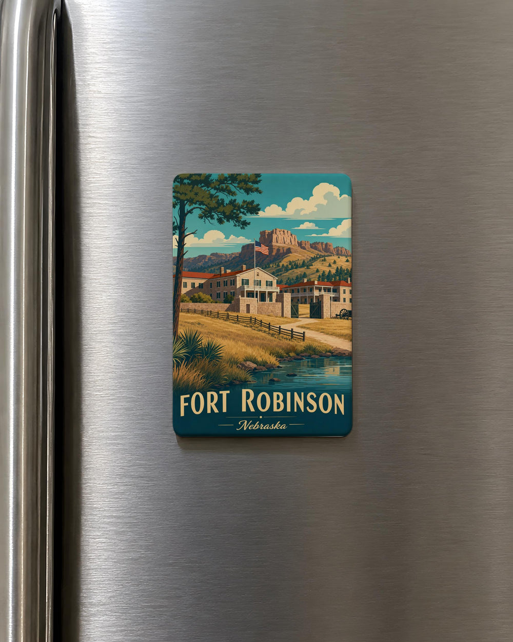 Fort Robinson Fridge Magnet, Nebraska State Park Souvenir, Historic Fort Landmark Keepsake, Travel Gift for History Lovers