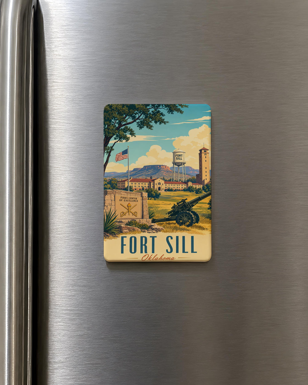 Fort Sill Fridge Magnet, Fort Sill Oklahoma Souvenir Magnet, Military Base Landmark Gift, Army Veteran Keepsake Magnet