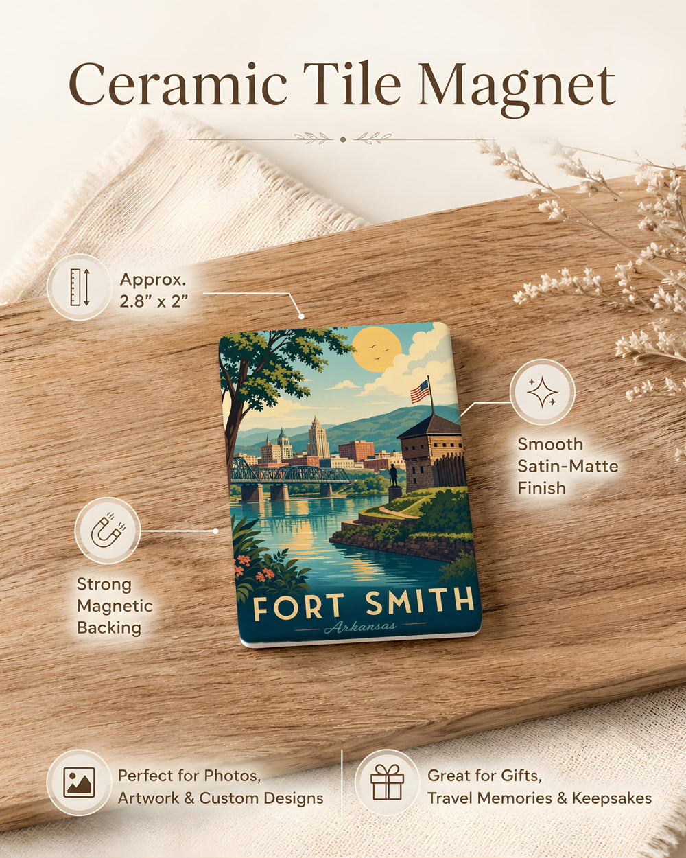 Fort Smith Fridge Magnet, Fort Smith Arkansas Souvenir Magnet, Historic Downtown Fort Smith Travel Keepsake Magnet