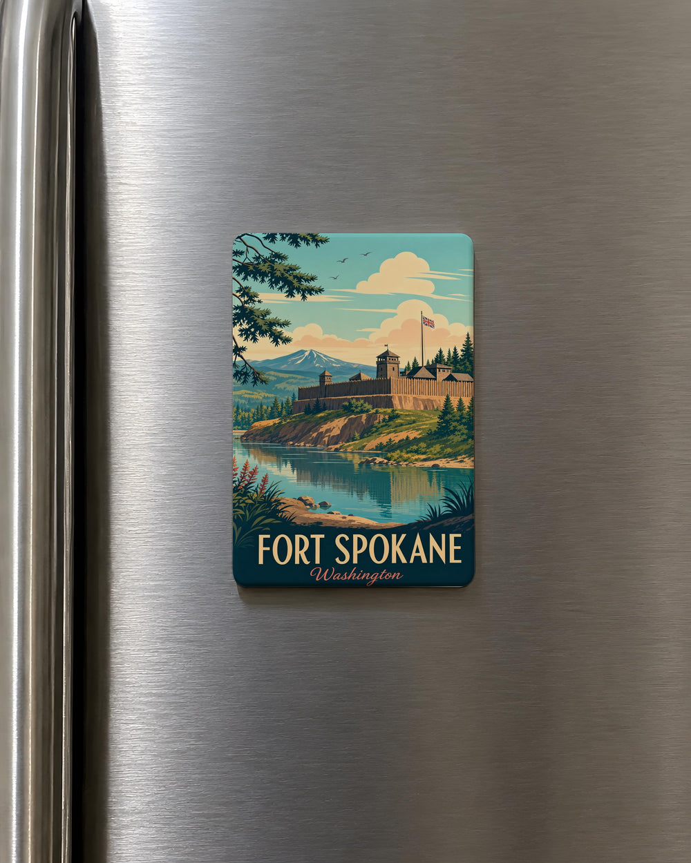 Fort Spokane Fridge Magnet, Fort Spokane Historic Site Souvenir, Washington State Landmark Travel Keepsake Magnet