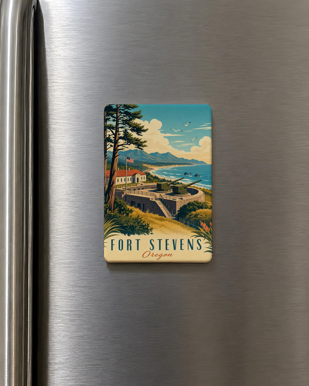 Fort Stevens Fridge Magnet, Fort Stevens State Park Souvenir Magnet, Oregon Coast Travel Gift, Historic Fort Landmark Magnet