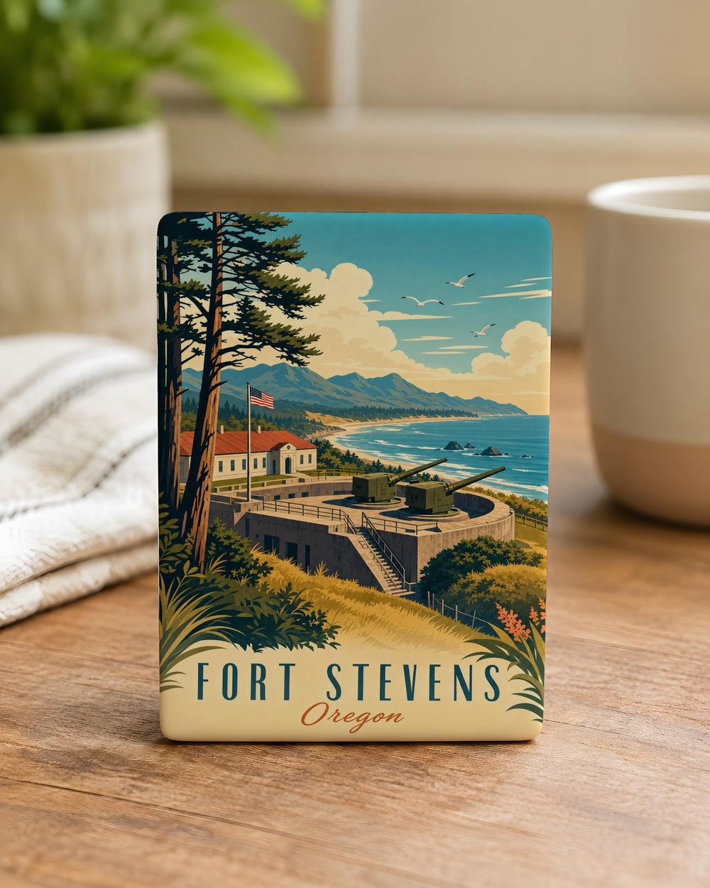 Fort Stevens Fridge Magnet, Fort Stevens State Park Souvenir Magnet, Oregon Coast Travel Gift, Historic Fort Landmark Magnet