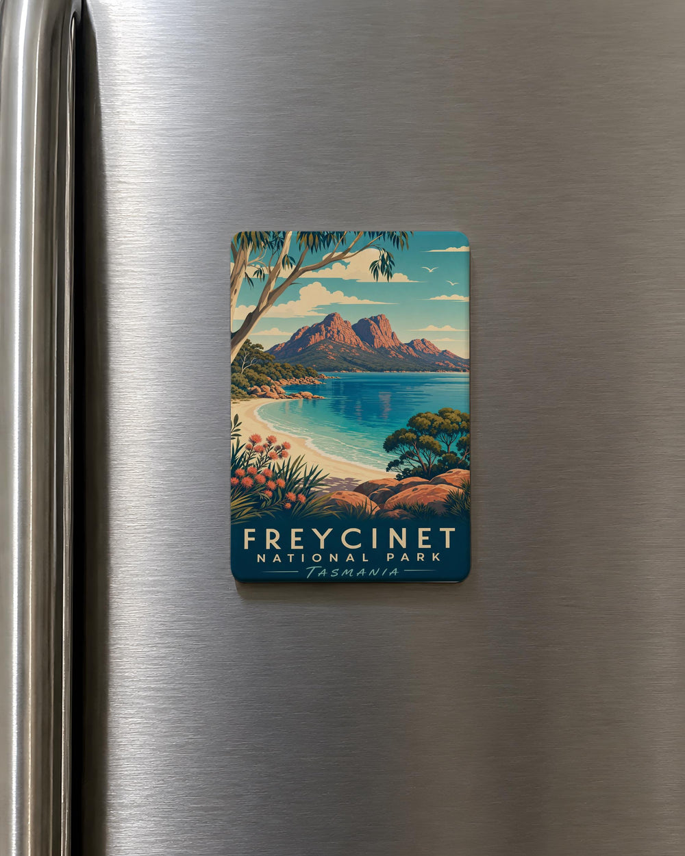 Freycinet National Park Fridge Magnet, Tasmania Australia Travel Souvenir, Wineglass Bay Coastal Landscape Magnet