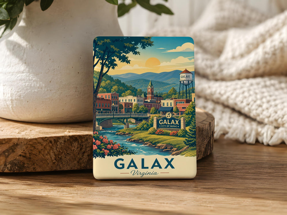 Galax VA Fridge Magnet, Galax Virginia Souvenir Magnet, Small Town Travel Keepsake, Blue Ridge Mountains Gift