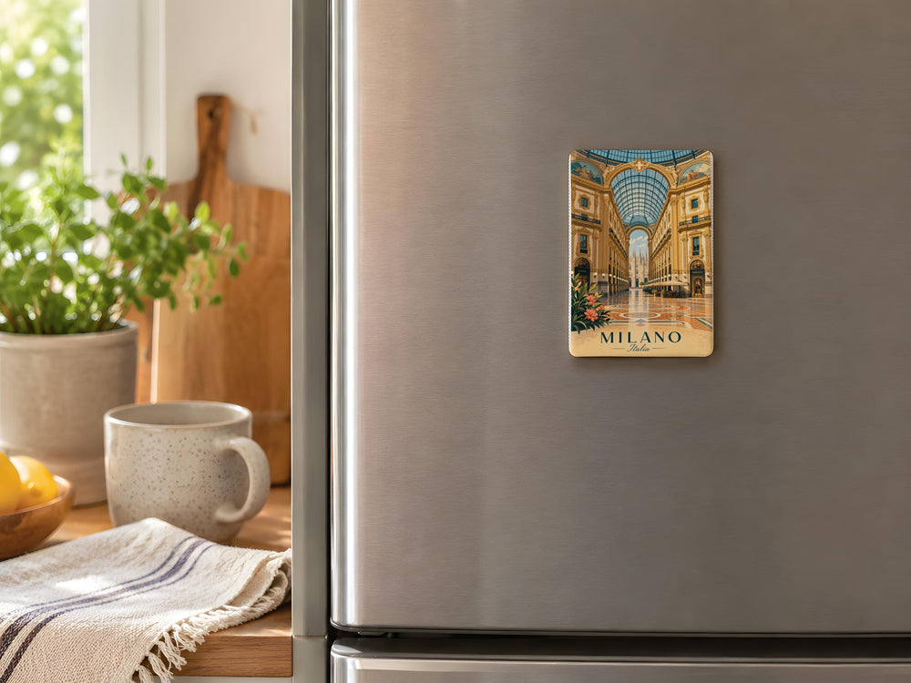 Galleria Vittorio Emanuele II Milan Italy Fridge Magnet, Iconic Shopping Arcade Landmark Souvenir Magnet