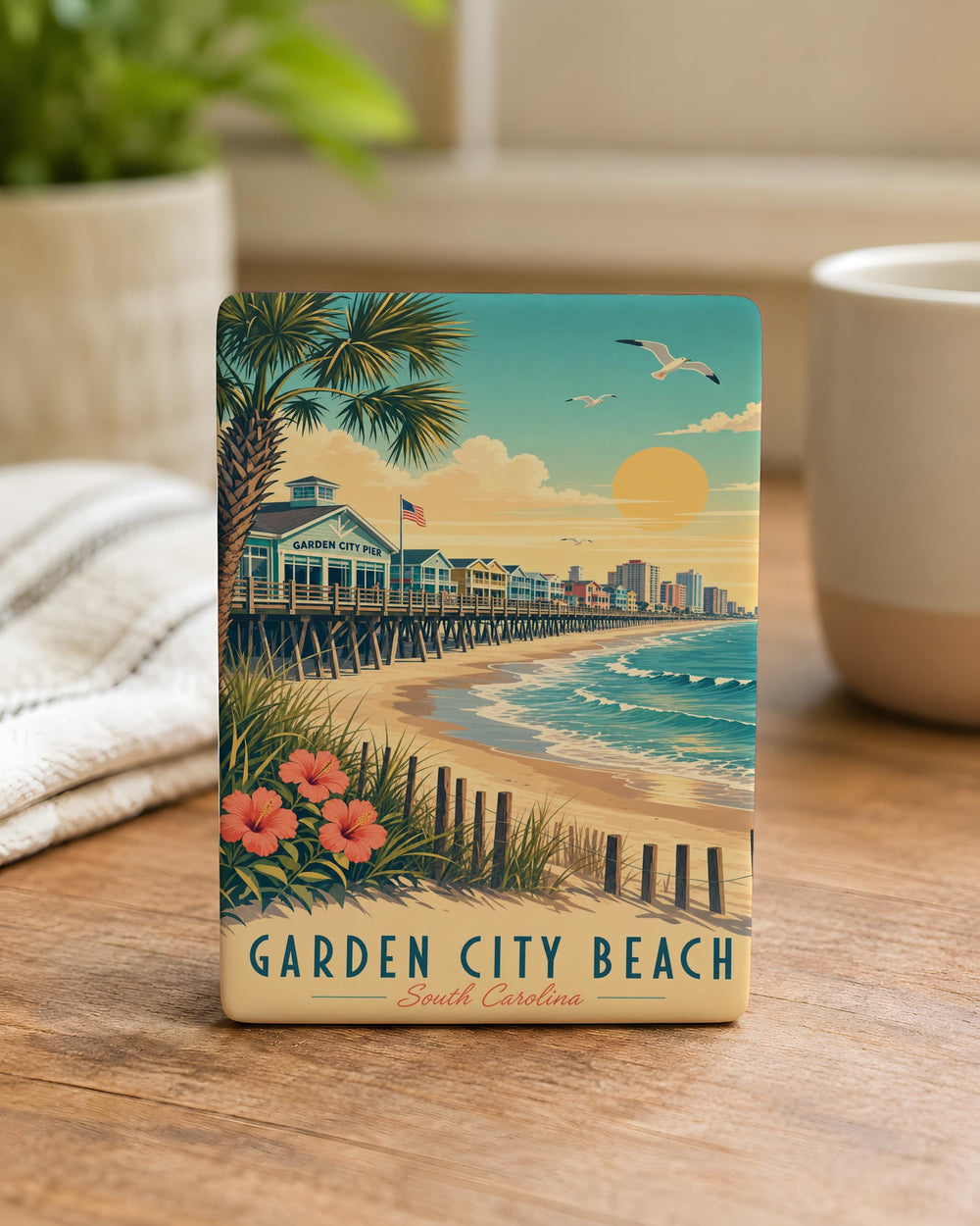 Garden City Beach SC Fridge Magnet, South Carolina Beach Souvenir, Coastal Vacation Travel Gift, Ocean Seaside Keepsake Magnet