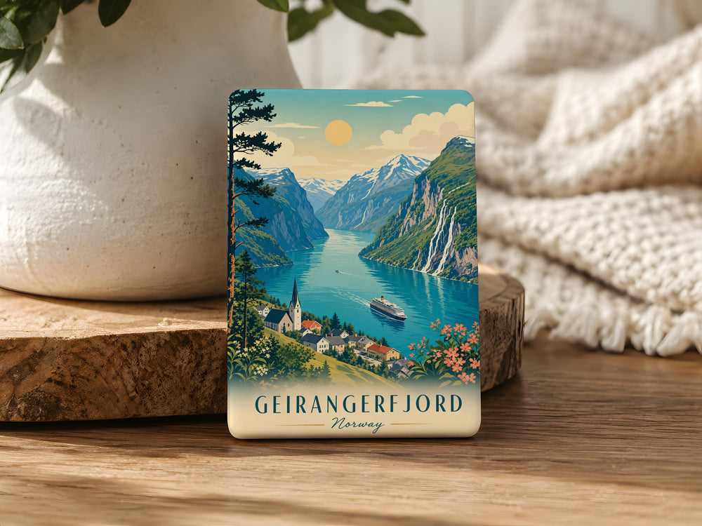 Geirangerfjord Fridge Magnet, Norway Fjord Souvenir, Scandinavian Travel Keepsake, Geirangerfjord Landscape Magnet
