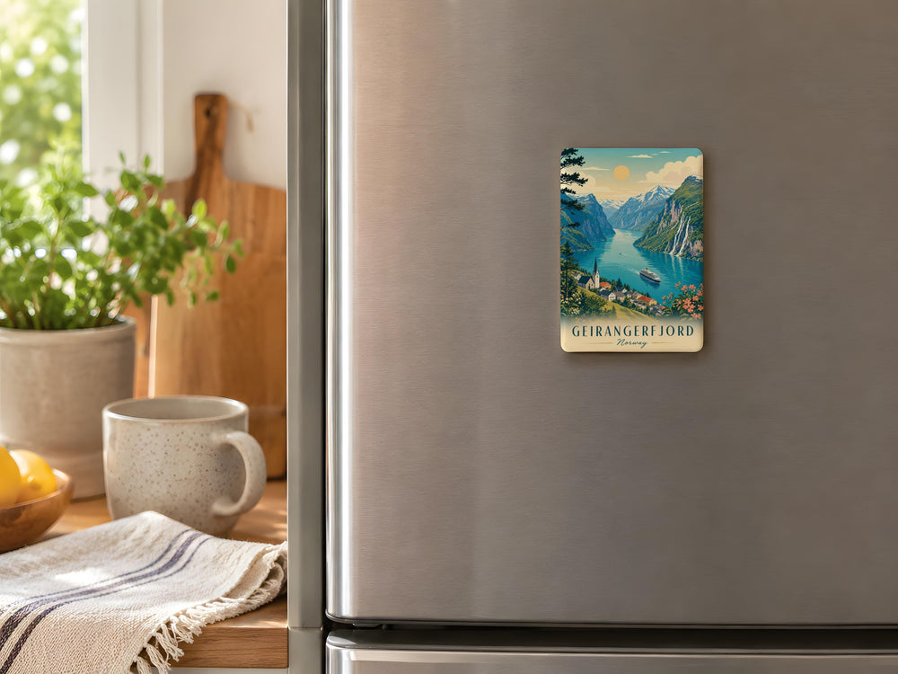 Geirangerfjord Fridge Magnet, Norway Fjord Souvenir, Scandinavian Travel Keepsake, Geirangerfjord Landscape Magnet