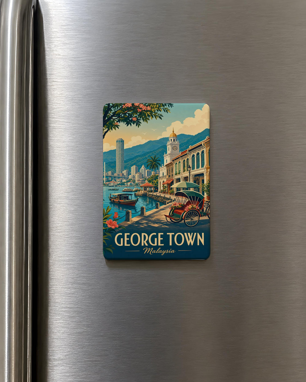 George Town Malaysia Fridge Magnet, Penang Travel Souvenir Magnet, George Town Landmark Keepsake, Malaysia City Gift Magnet