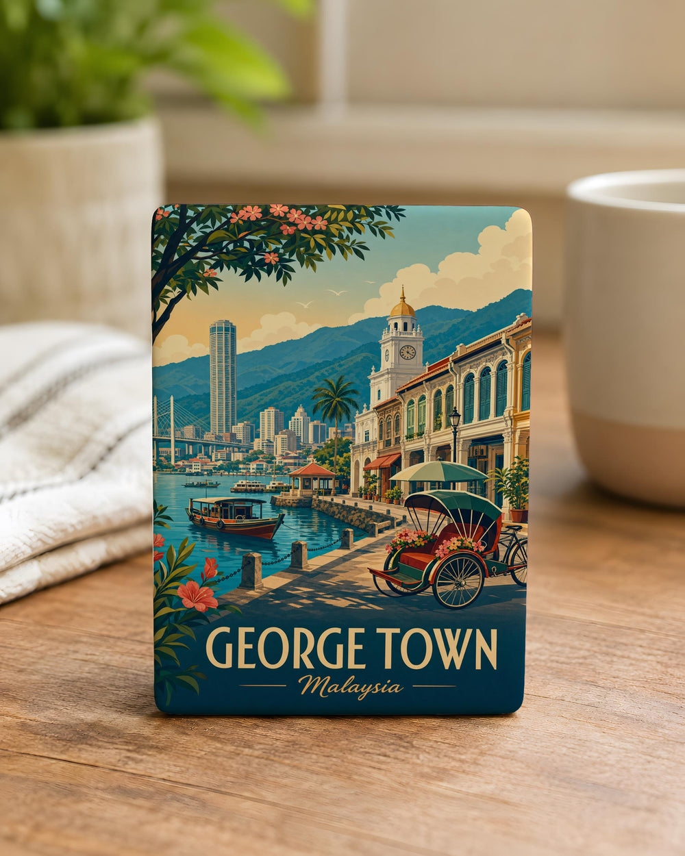 George Town Malaysia Fridge Magnet, Penang Travel Souvenir Magnet, George Town Landmark Keepsake, Malaysia City Gift Magnet