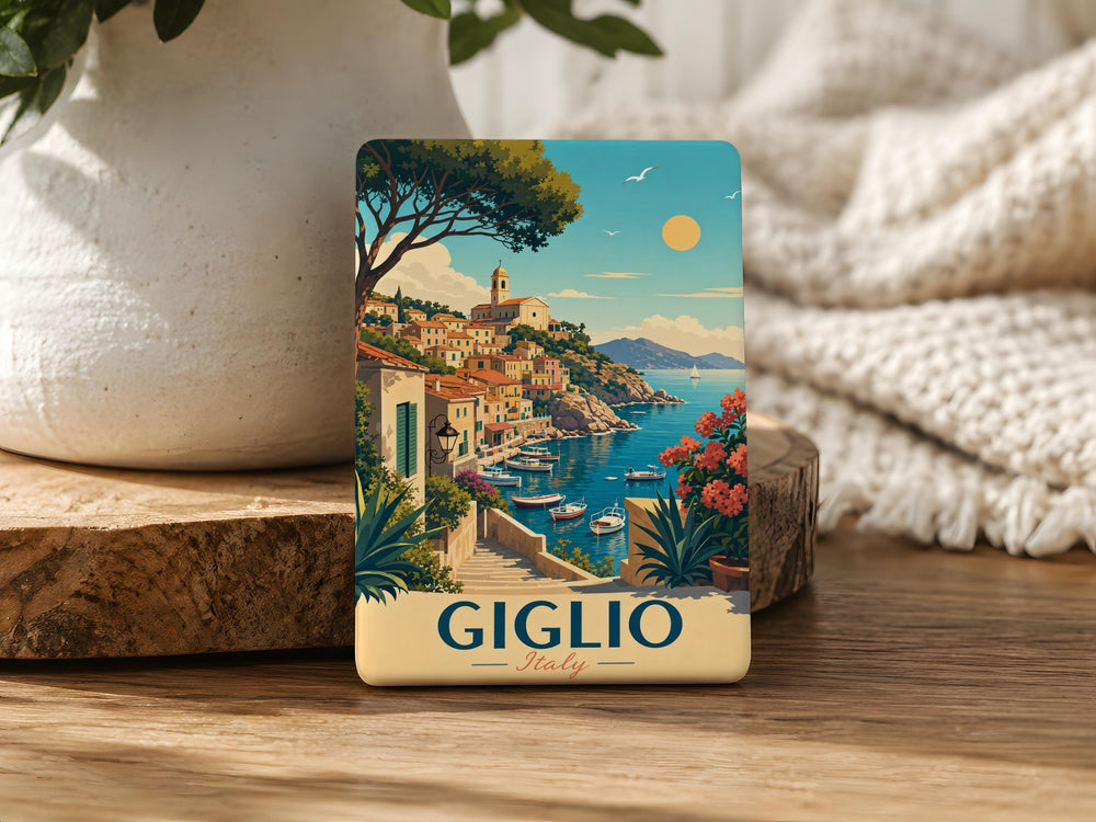 Giglio Italy Fridge Magnet, Isola del Giglio Travel Souvenir Magnet, Tuscany Island Keepsake, Italian Coastal Town Magnet