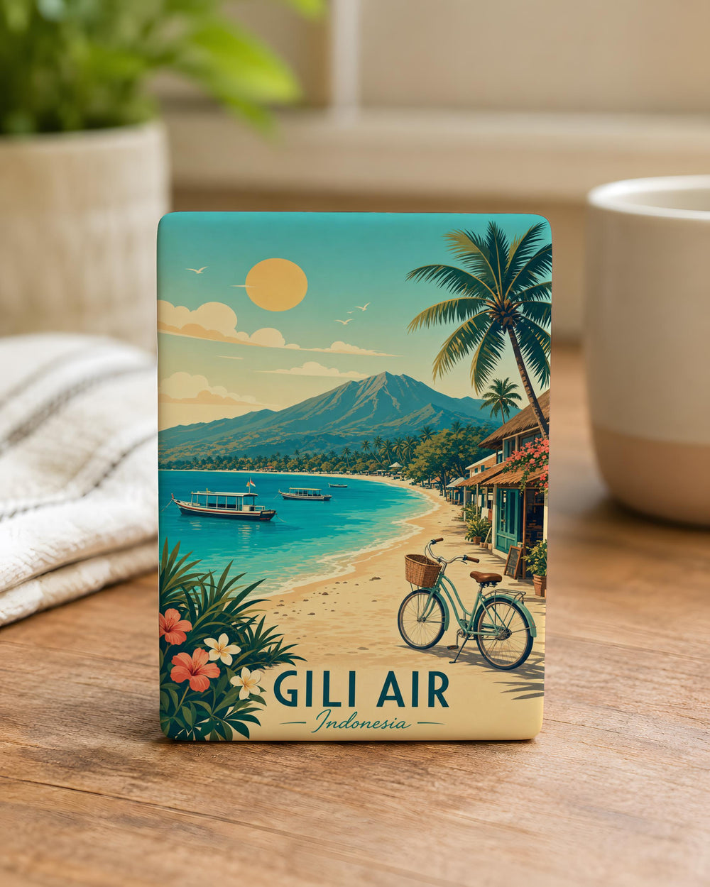 Gili Air Fridge Magnet, Indonesia Island Travel Souvenir, Tropical Beach Vacation Keepsake Magnet