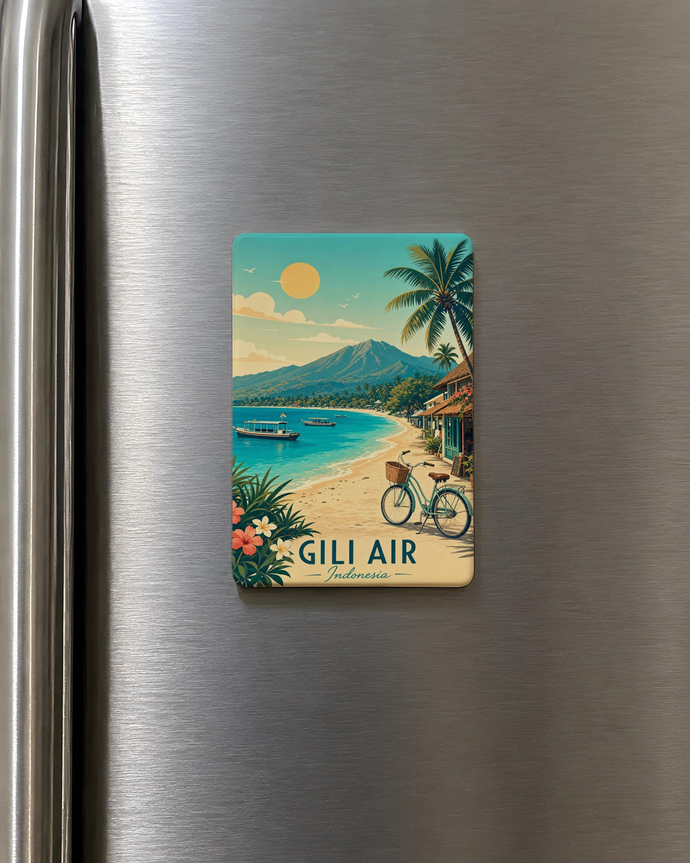 Gili Air Fridge Magnet, Indonesia Island Travel Souvenir, Tropical Beach Vacation Keepsake Magnet