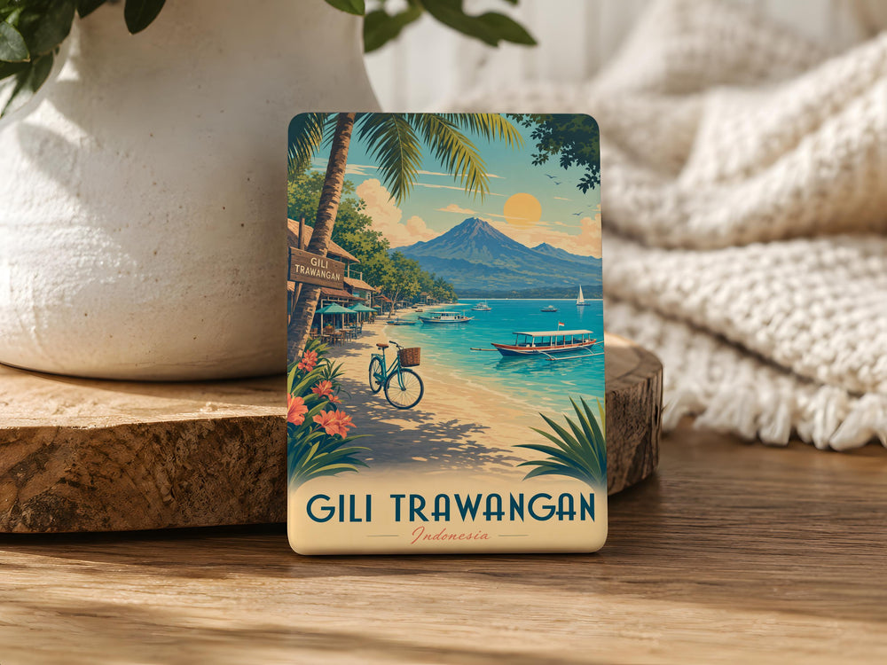 Gili Trawangan Fridge Magnet, Indonesia Island Travel Souvenir, Lombok Beach Vacation Keepsake, Tropical Island Destination Magnet
