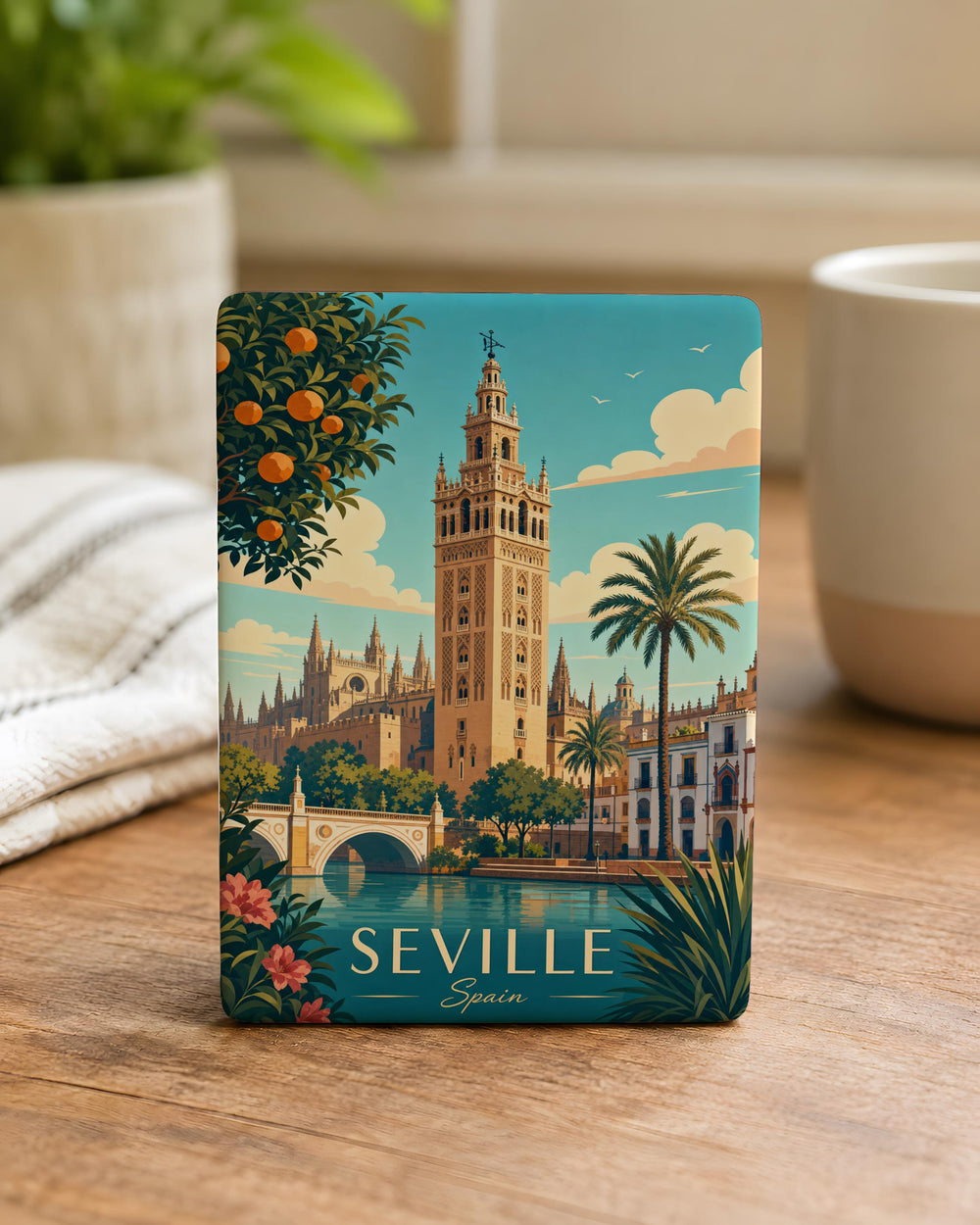 Giralda Tower Fridge Magnet, Seville Spain Landmark Souvenir Magnet, Andalusia Travel Gift, Cathedral Bell Tower Magnet