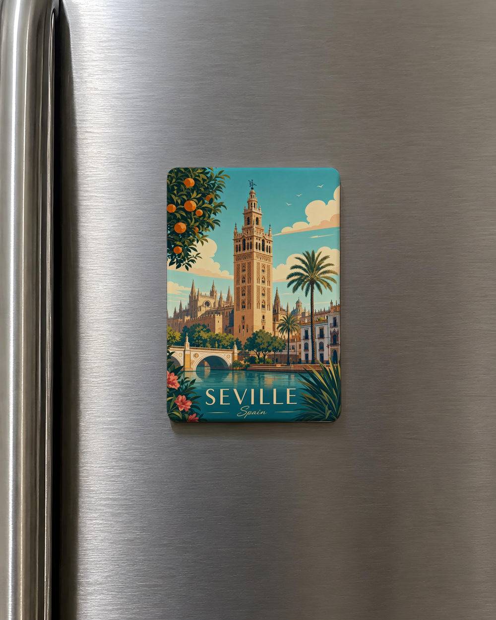 Giralda Tower Fridge Magnet, Seville Spain Landmark Souvenir Magnet, Andalusia Travel Gift, Cathedral Bell Tower Magnet