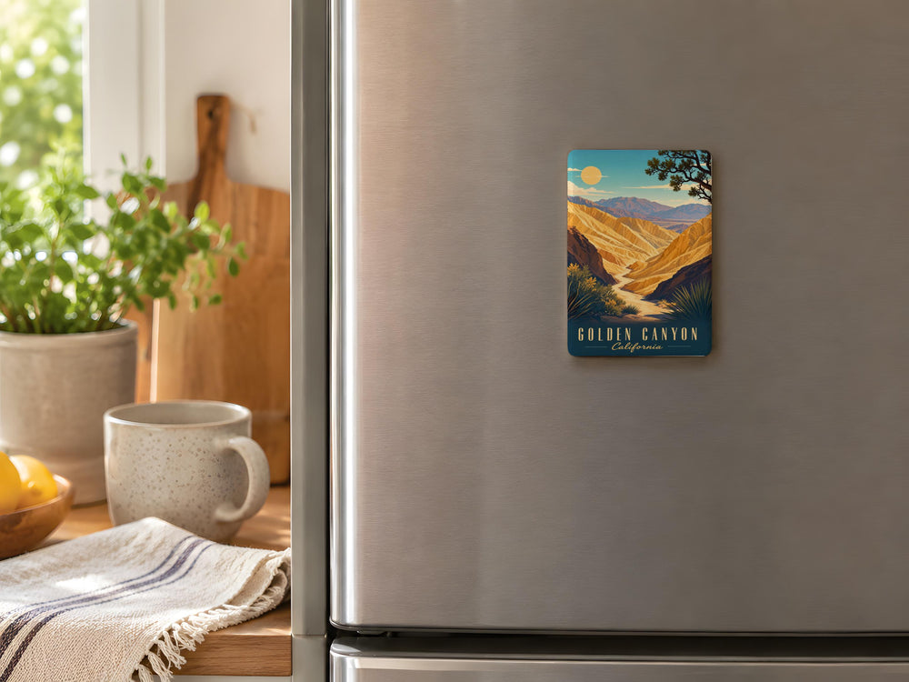 Golden Canyon Fridge Magnet, Desert Canyon Landscape Souvenir Magnet, Hiking Trail Nature Travel Keepsake Magnet